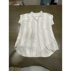 Thread Supply Women's Small Striped Short Sleeve Shirt Top Relaxed Fit Casual